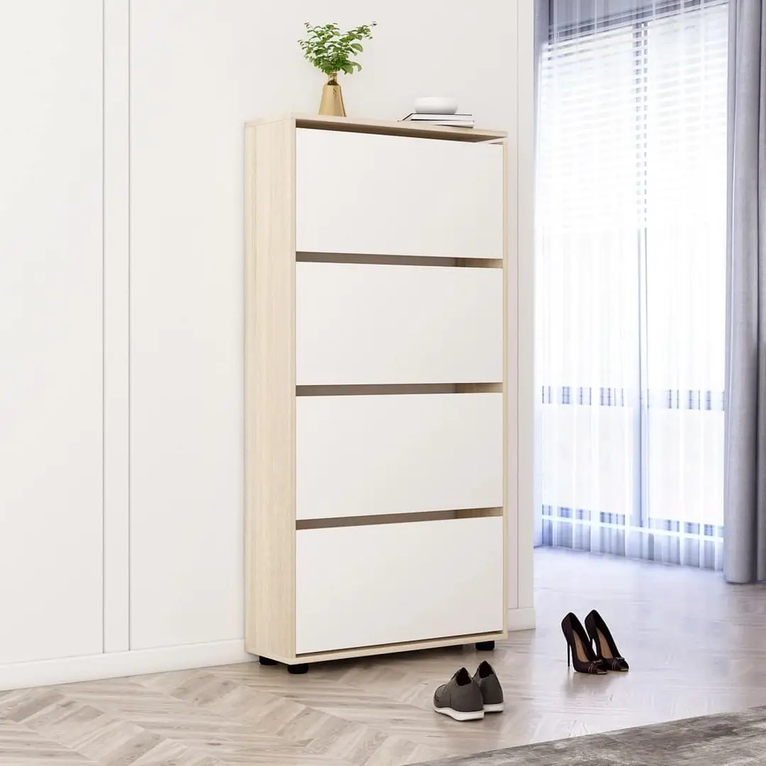 Тумба для обуви Mobildor Leo 100x27x164 (Sonoma Oak/White)