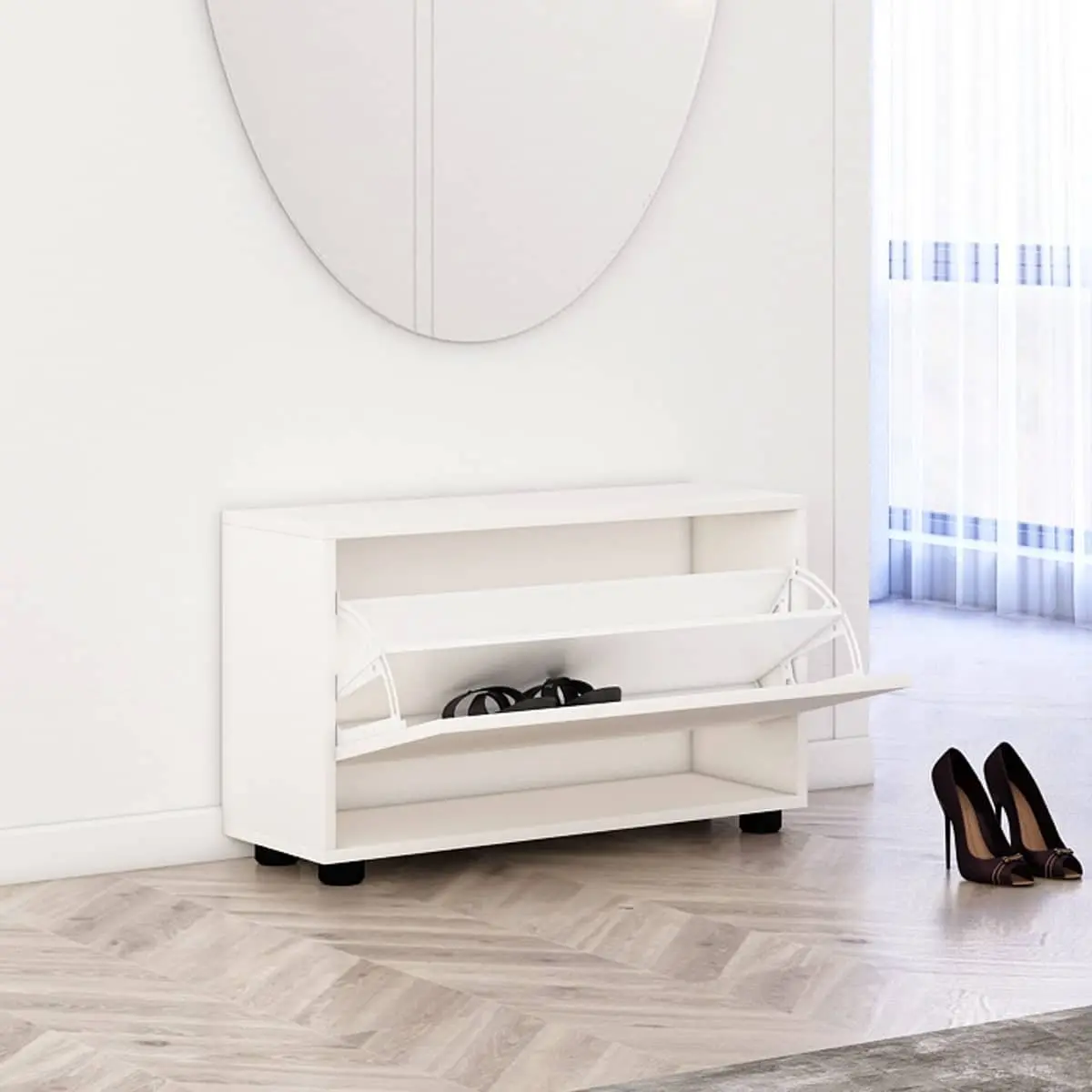 Тумба для обуви Mobildor Leo 50x27x47 (Anthracite/Sonoma Oak) - 2