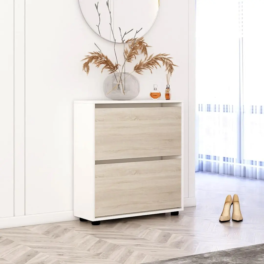 Тумба для обуви Mobildor Leo 50x27x86 (White/Sonoma Oak)