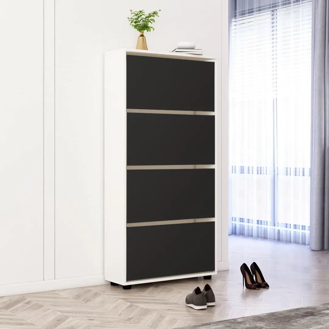 Tumba pentru incaltaminte Mobildor Leo 60x27x164 (White/Anthracite)