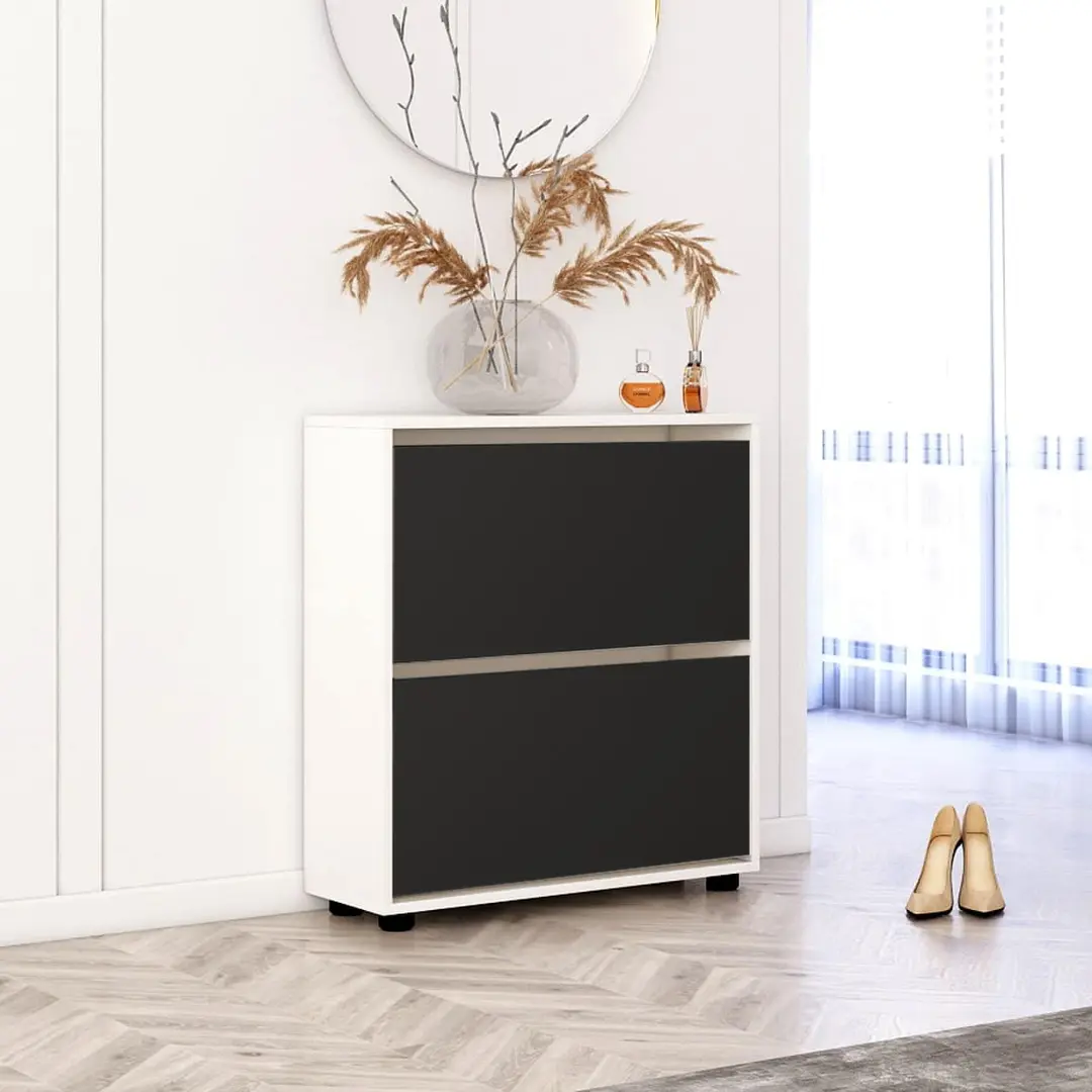 Tumba pentru incaltaminte Mobildor Leo 60x27x86 (White/Anthracite)