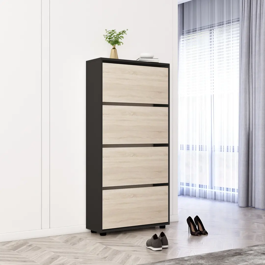 Tumba pentru incaltaminte Mobildor Leo 70x27x164 (Anthracite/Sonoma Oak)