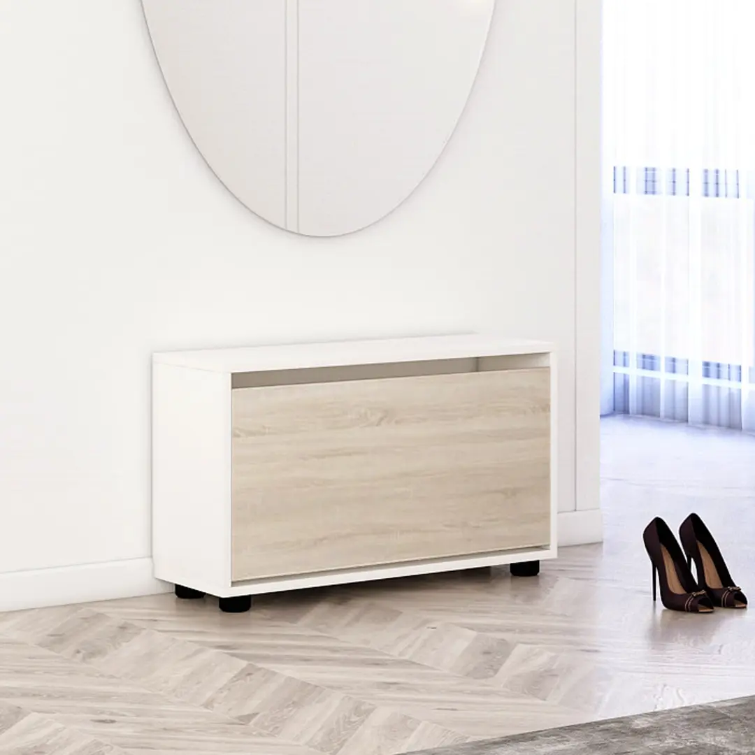 Тумба для обуви Mobildor Leo 70x27x47 (White/Sonoma Oak)