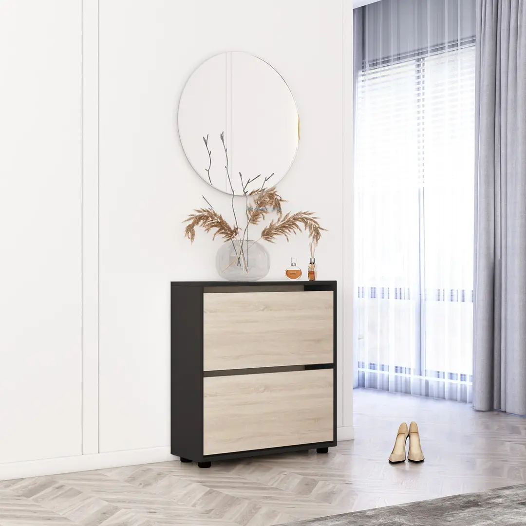 Tumba pentru incaltaminte Mobildor Leo 70x27x86 (Anthracite/Sonoma Oak)