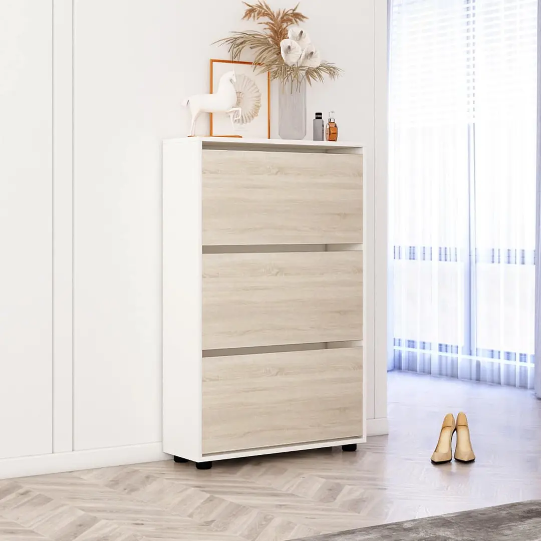 Тумба для обуви Mobildor Leo 80x27x125 (White/Sonoma Oak)