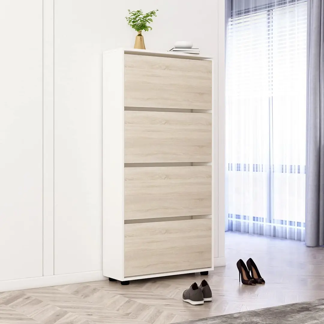 Тумба для обуви Mobildor Leo 80x27x164 (White/Sonoma Oak)