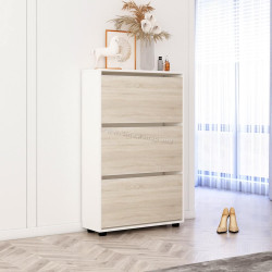 Тумба для обуви Mobildor Leo 90x27x125 (White/Sonoma Oak)
