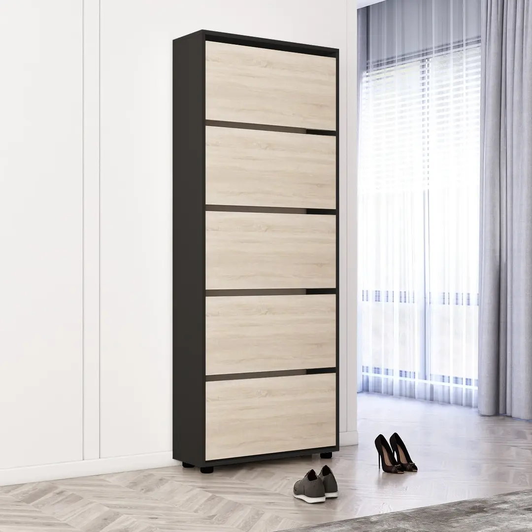 Tumba pentru incaltaminte Mobildor Leo 90x27x203 (Anthracite/Sonoma Oak)