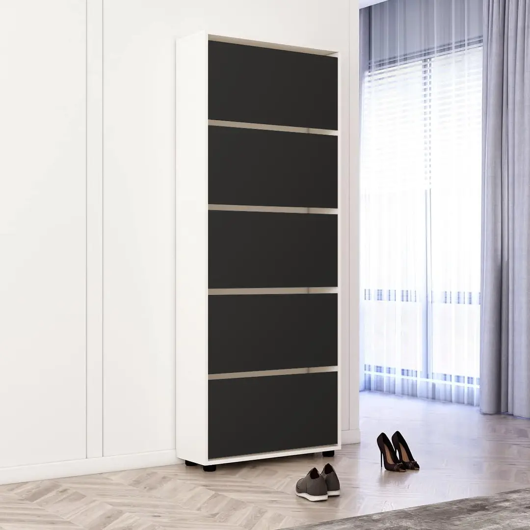 Tumba pentru incaltaminte Mobildor Leo 90x27x203 (White/Anthracite)