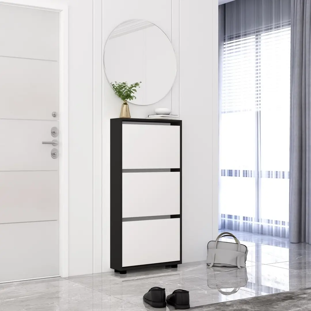 Tumba pentru incaltaminte Mobildor Leo Slim 100x125x16 (Anthracite/White)