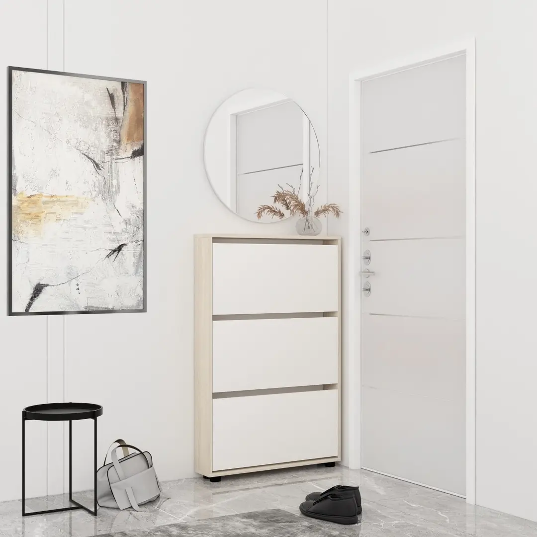 Тумба для обуви Mobildor Leo Slim 100x125x16 (Sonoma Oak/White)