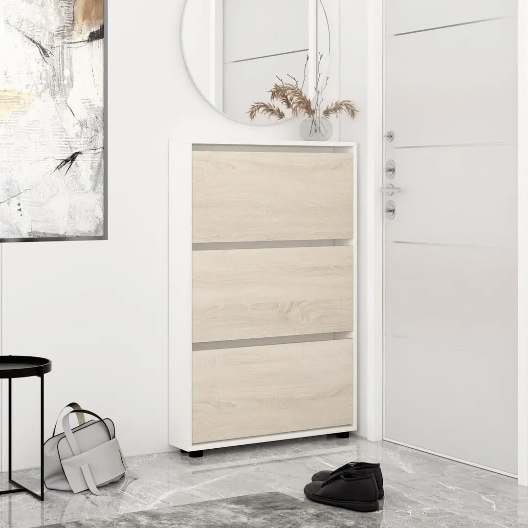 Тумба для обуви Mobildor Leo Slim 100x125x16 (White/Sonoma Oak)