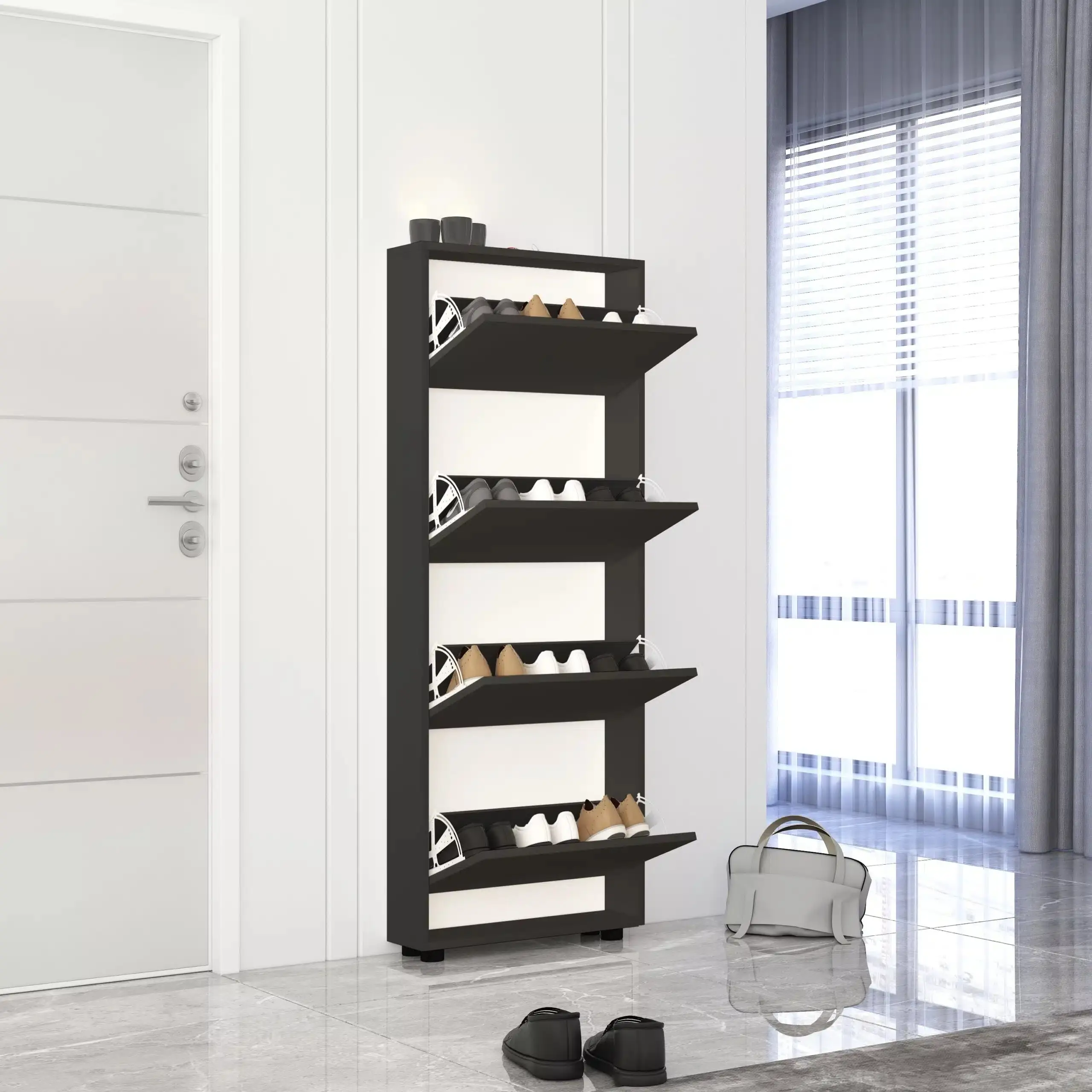 Tumba pentru incaltaminte Mobildor Leo Slim 100x164x16 (Anthracite)