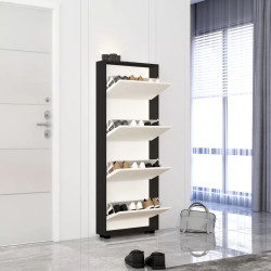 Tumba pentru incaltaminte Mobildor Leo Slim 100x164x16 (Anthracite/White) Thumb