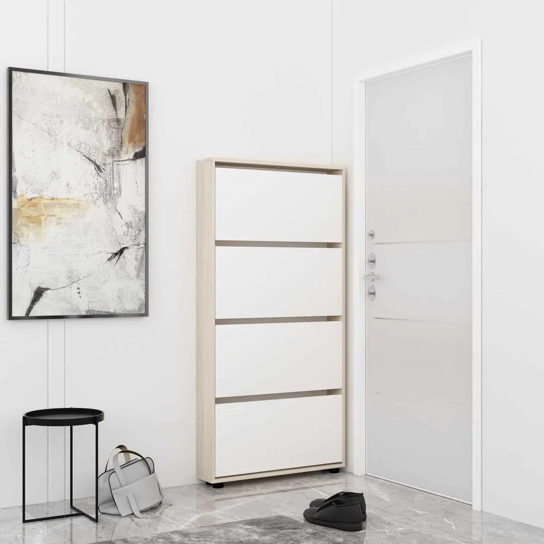 Tumba pentru incaltaminte Mobildor Leo Slim 100x164x16 (Sonoma Oak/White)