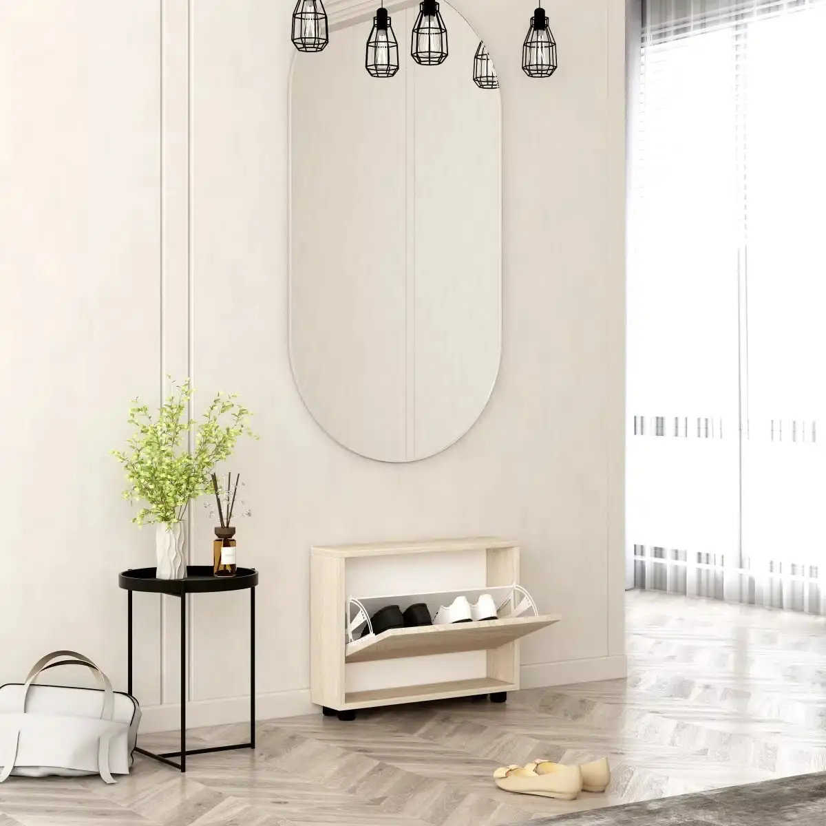 Tumba pentru incaltaminte Mobildor Leo Slim 100x47x16 (Sonoma Oak)