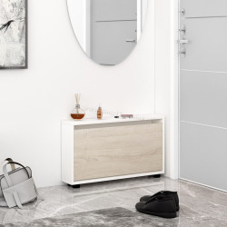 Tumba pentru incaltaminte Mobildor Leo Slim 100x47x16 (White/Sonoma Oak)