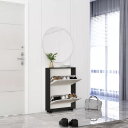 Tumba pentru incaltaminte Mobildor Leo Slim 100x86x16 (Anthracite/White) Thumb