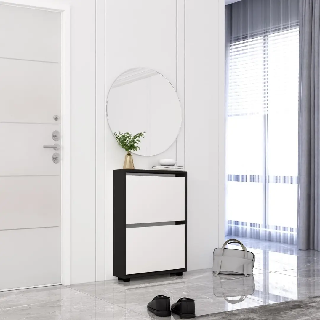 Tumba pentru incaltaminte Mobildor Leo Slim 100x86x16 (Anthracite/White)