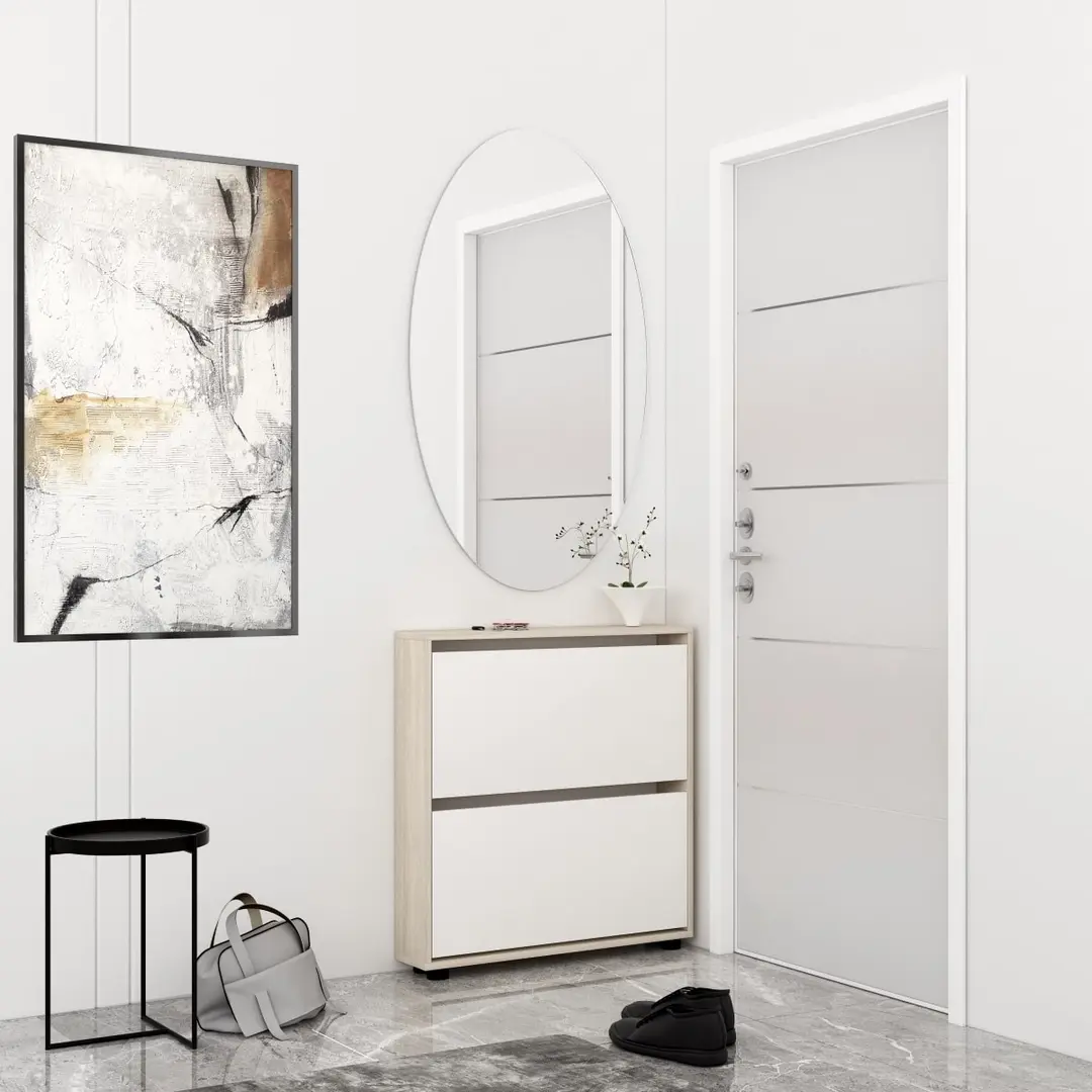 Tumba pentru incaltaminte Mobildor Leo Slim 100x86x16 (Sonoma Oak/White)