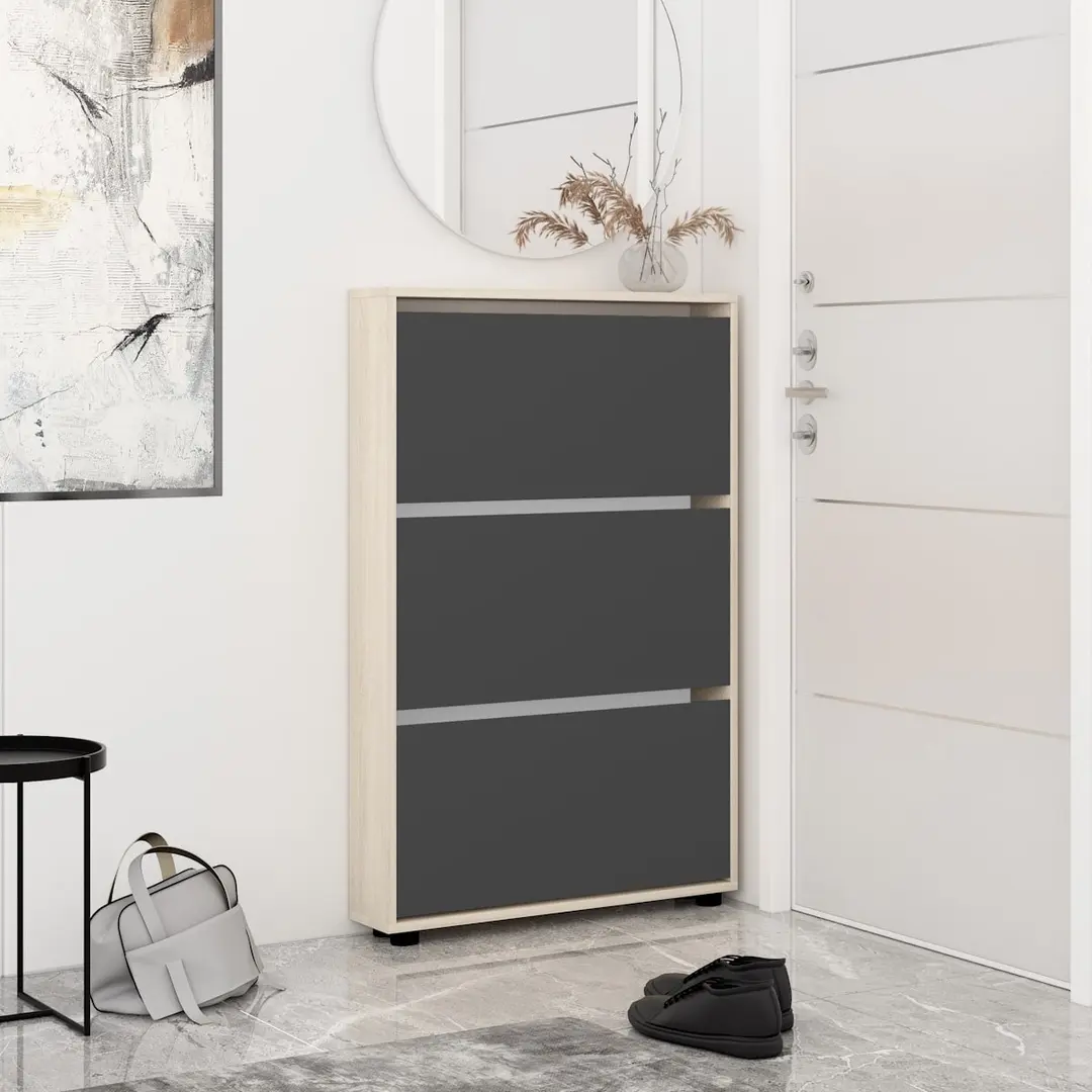 Тумба для обуви Mobildor Leo Slim 50x125x16 (Sonoma Oak/Anthracite)