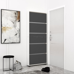 Tumba pentru incaltaminte Mobildor Leo Slim 50x203x16 (White/Anthracite)