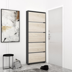 Тумба для обуви Mobildor Leo Slim 60x203x16 (Anthracite/Sonoma Oak)