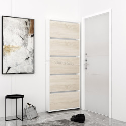 Tumba pentru incaltaminte Mobildor Leo Slim 60x203x16 (White/Sonoma Oak)