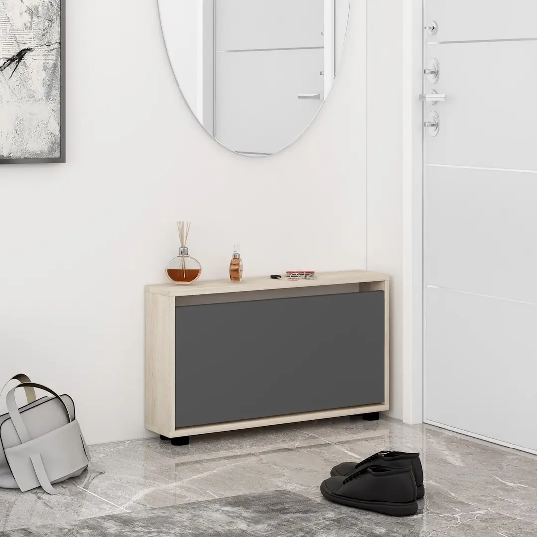 Тумба для обуви Mobildor Leo Slim 60x47x16 (Sonoma Oak/Anthracite)