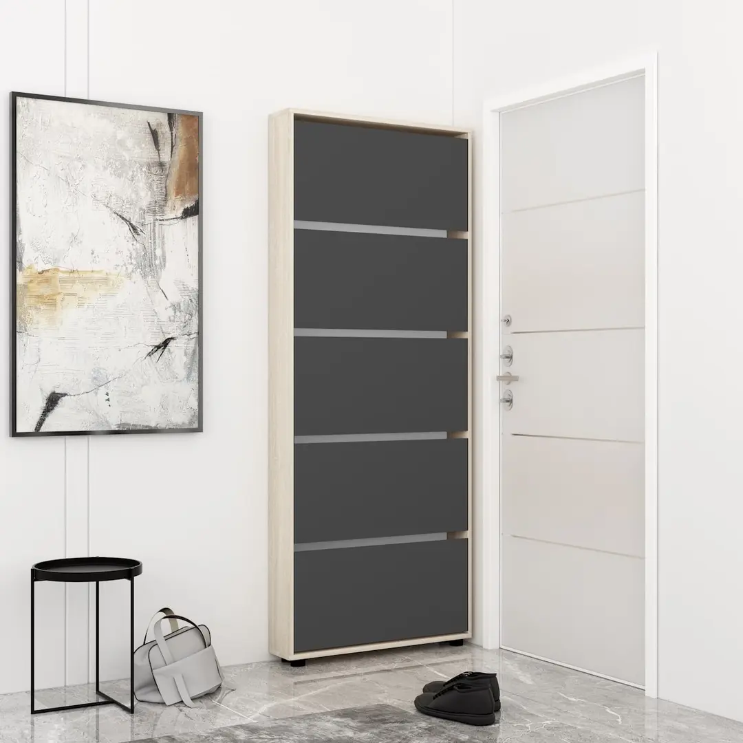 Tumba pentru incaltaminte Mobildor Leo Slim 70x203x16 (Sonoma Oak/Anthracite)