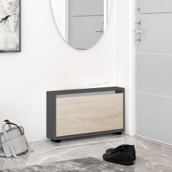 Тумба для обуви Mobildor Leo Slim 70x47x16 (Anthracite/Sonoma Oak)