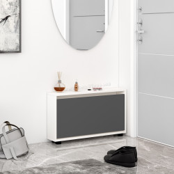 Tumba pentru incaltaminte Mobildor Leo Slim 70x47x16 (White/Anthracite)