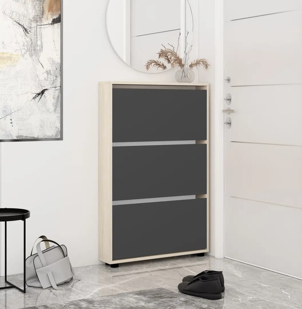 Tumba pentru incaltaminte Mobildor Leo Slim 80x125x16 (Sonoma Oak/Anthracite)