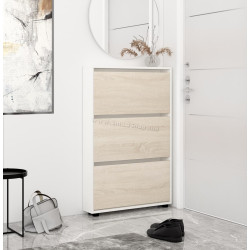 Tumba pentru incaltaminte Mobildor Leo Slim 80x125x16 (White/Sonoma Oak)