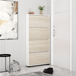 Tumba pentru incaltaminte Mobildor Leo Slim 80x164x16 (White/Sonoma Oak)