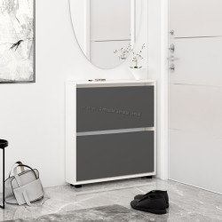 Tumba pentru incaltaminte Mobildor Leo Slim 80x86x16 (White/Anthracite)
