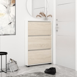 Tumba pentru incaltaminte Mobildor Leo Slim 90x125x16 (White/Sonoma Oak)