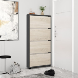 Тумба для обуви Mobildor Leo Slim 90x164x16 (Anthracite/Sonoma Oak)