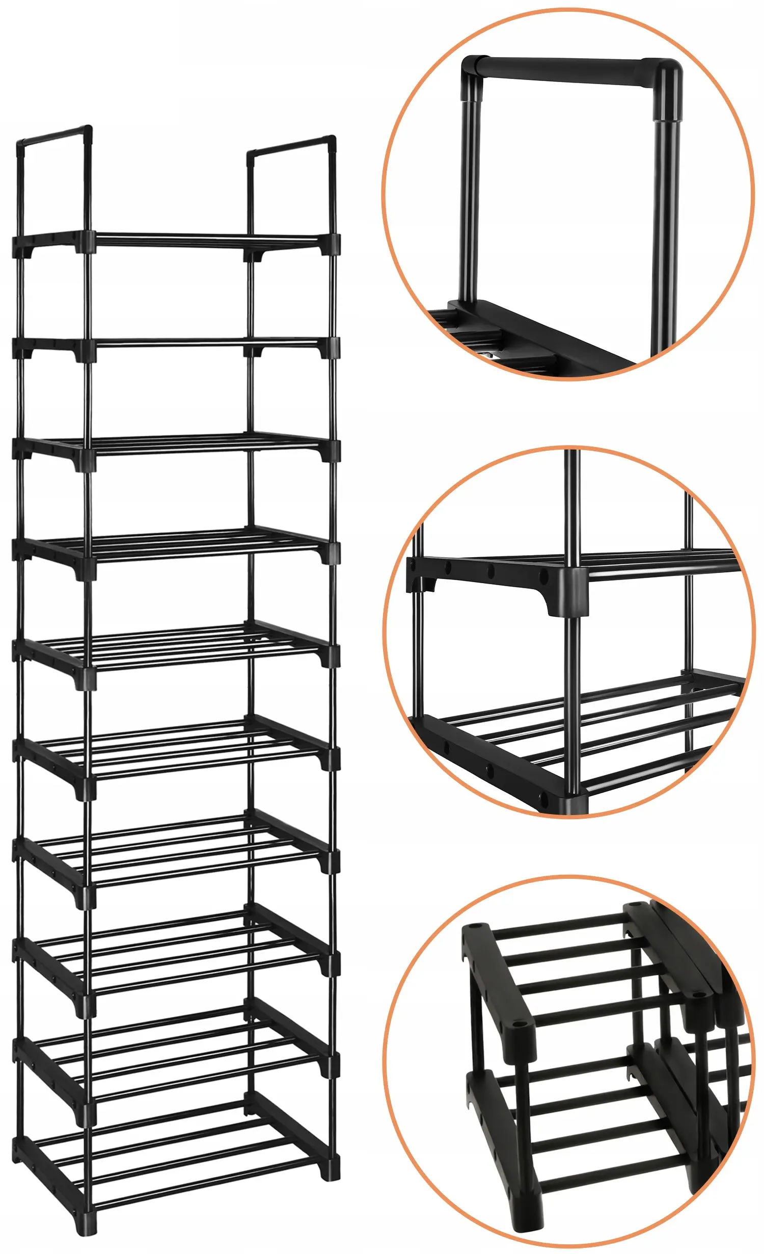 Стеллаж для обуви Ruhhy 45x30x174 (Black) - 11