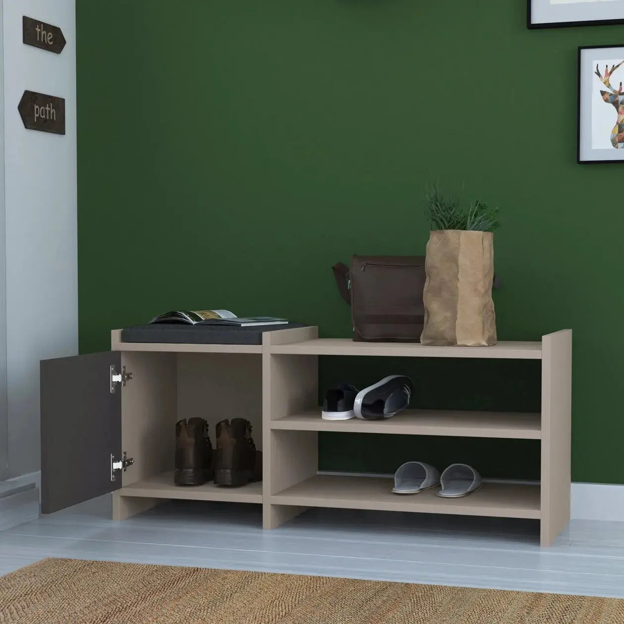 Bancheta pentru incaltaminte Showdeko Sunno (Light Mocha/Anthracite) - 2