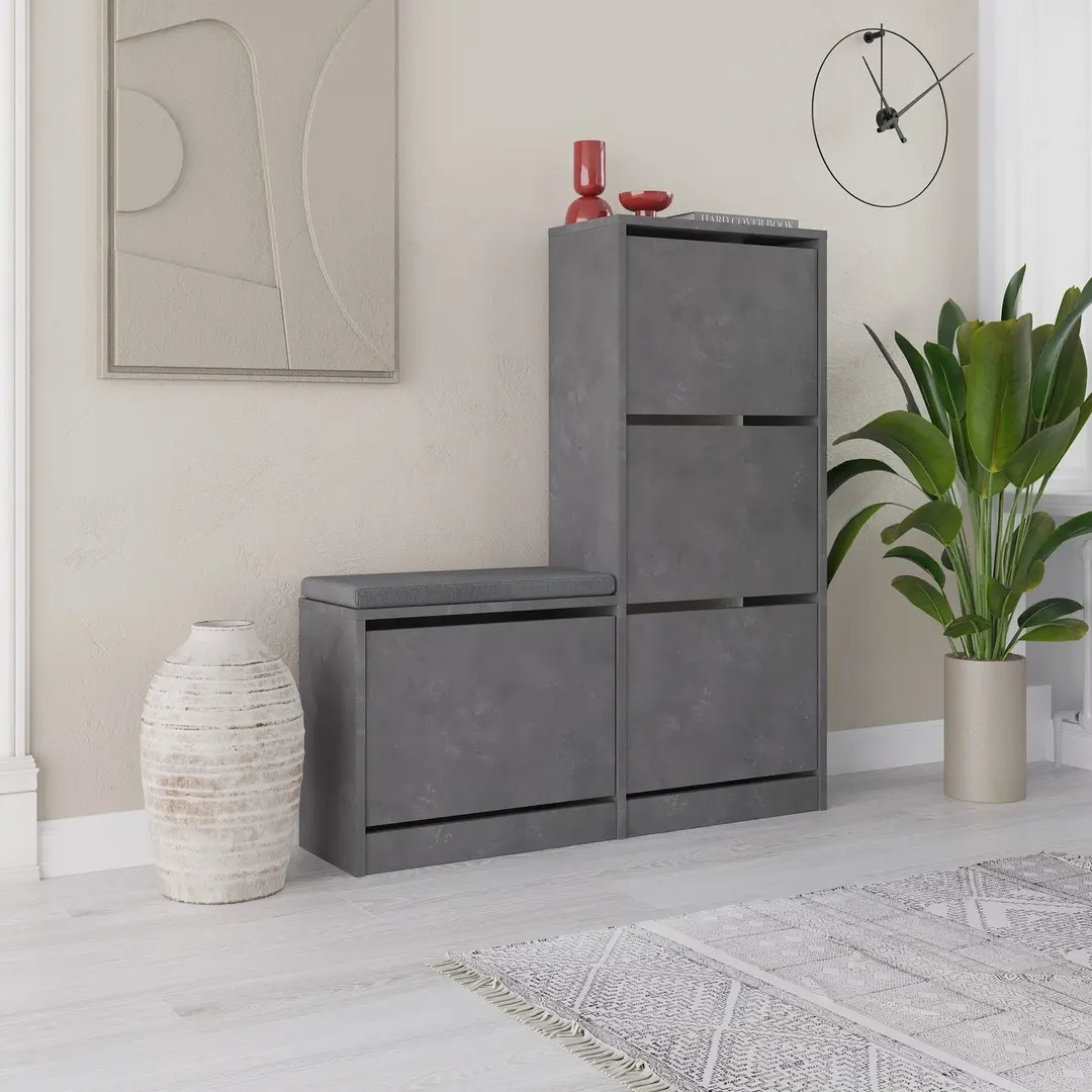 Tumba-bancheta pentru incaltaminte Showdeko Dude (Retro Grey)