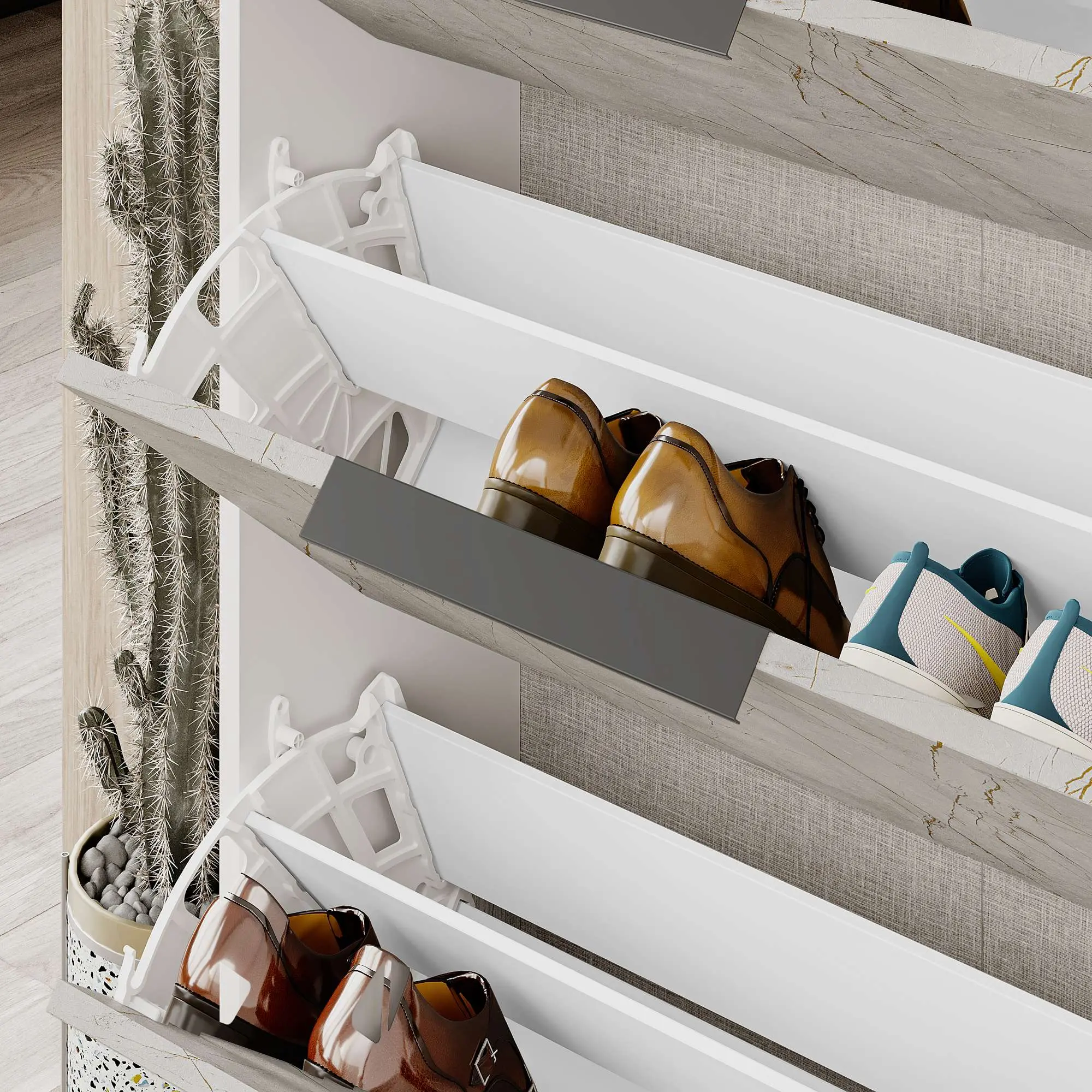 Тумба для обуви Showdeko Kaju (Grey/White) - 4