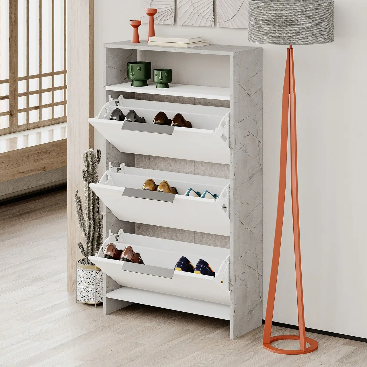 Тумба для обуви Showdeko Kaju (White/Grey) - 3