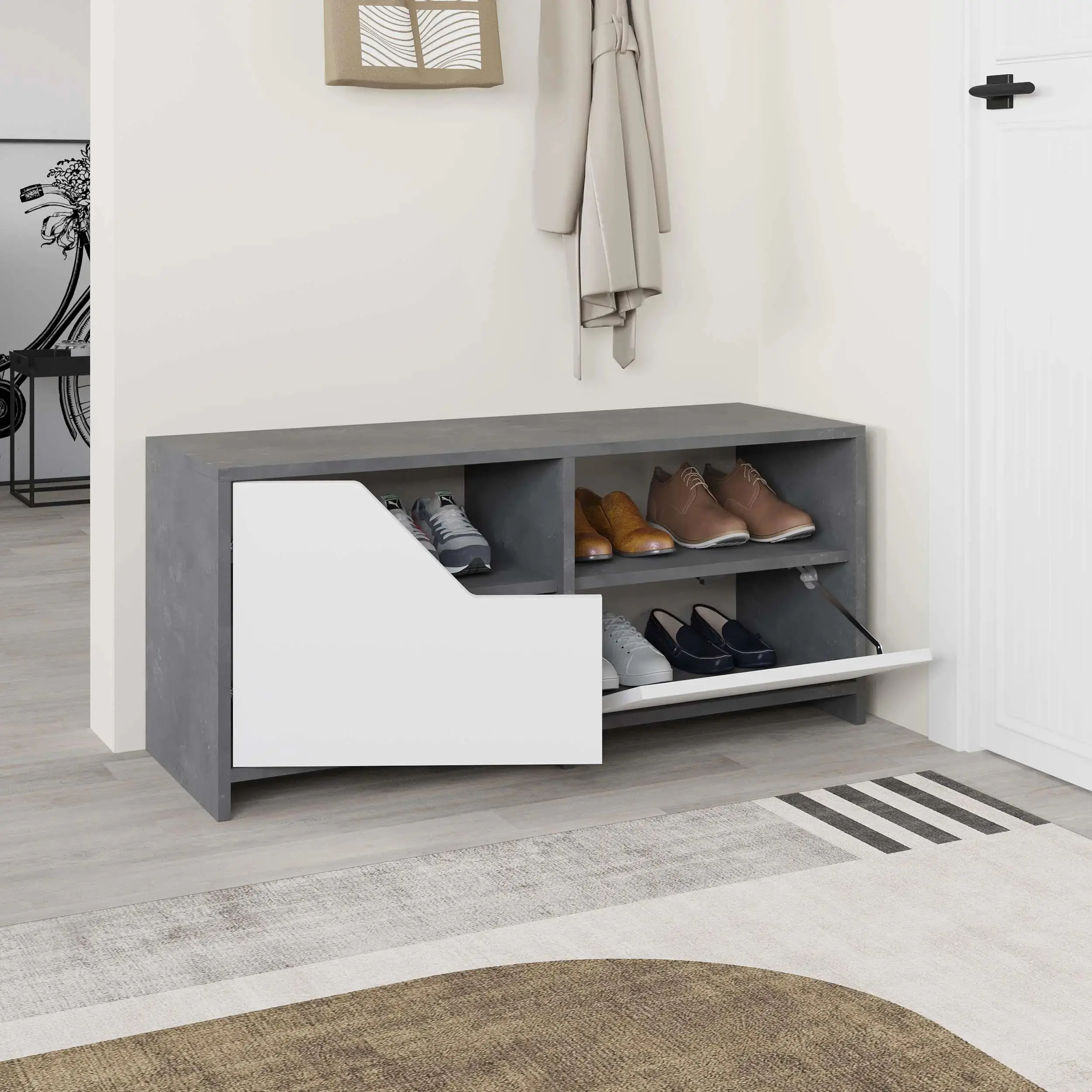 Тумба для обуви Showdeko Nexus (Retro Grey/White) - 3