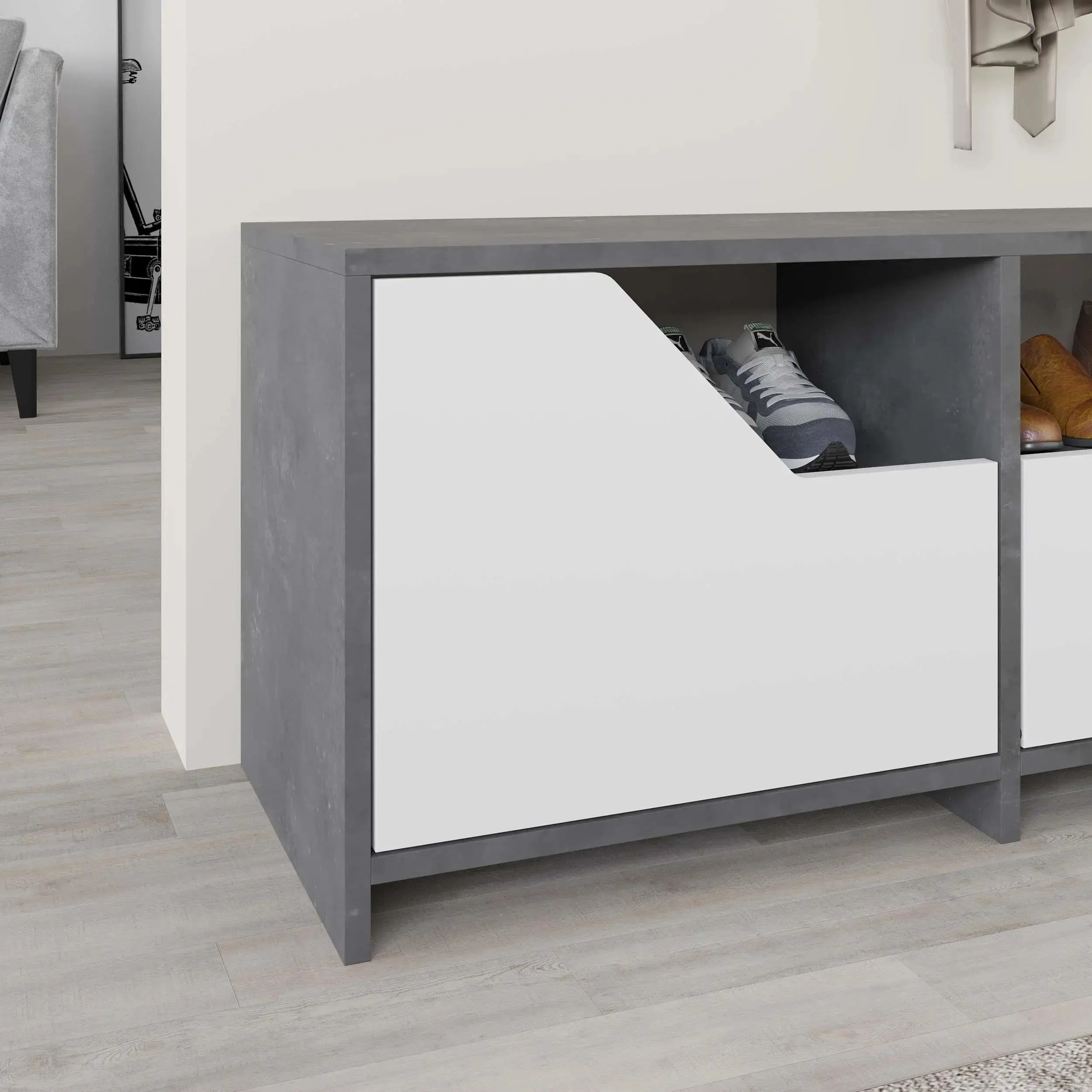 Тумба для обуви Showdeko Nexus (Retro Grey/White) - 4