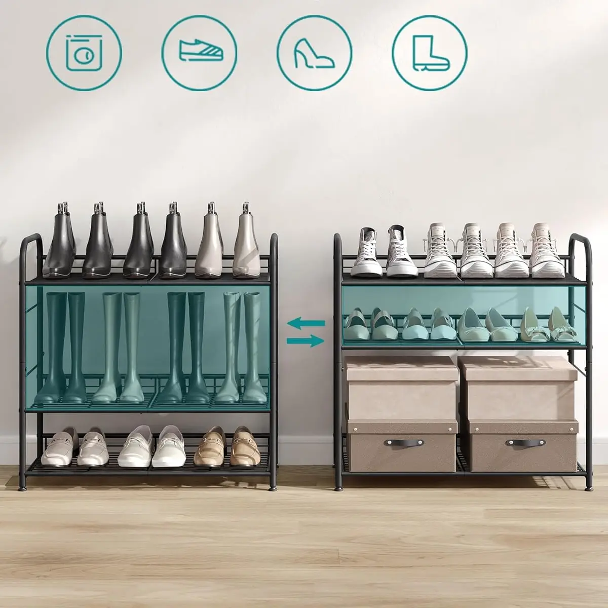 Стеллаж для обуви Songmics LMR067B01 (Black) - 3