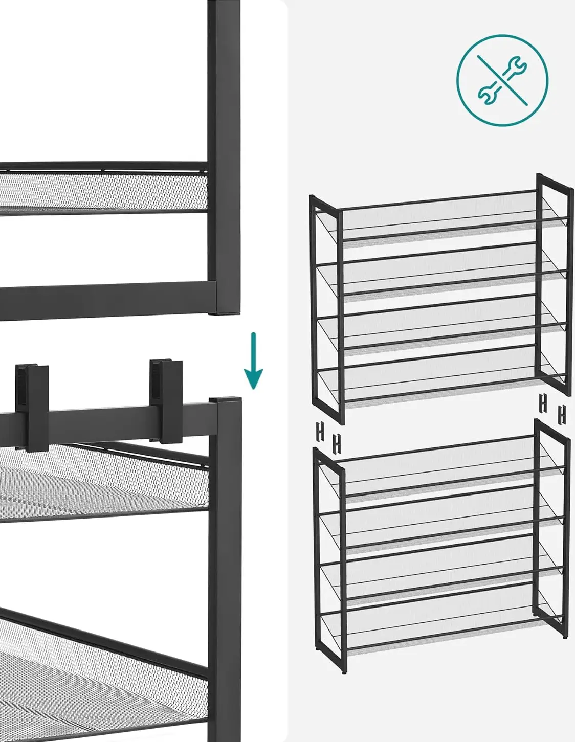Стеллаж для обуви Songmics LMR08B (Black) - 6