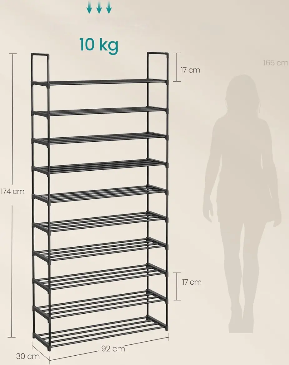 Стеллаж для обуви Songmics LSA10BK (Black) - 5