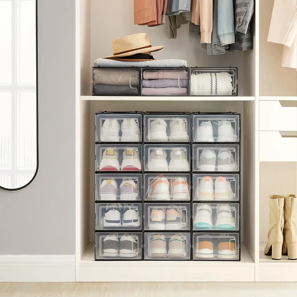 Стеллаж-органайзер для обуви Songmics LSP18SBKV1 (Black/Transparent) - 3