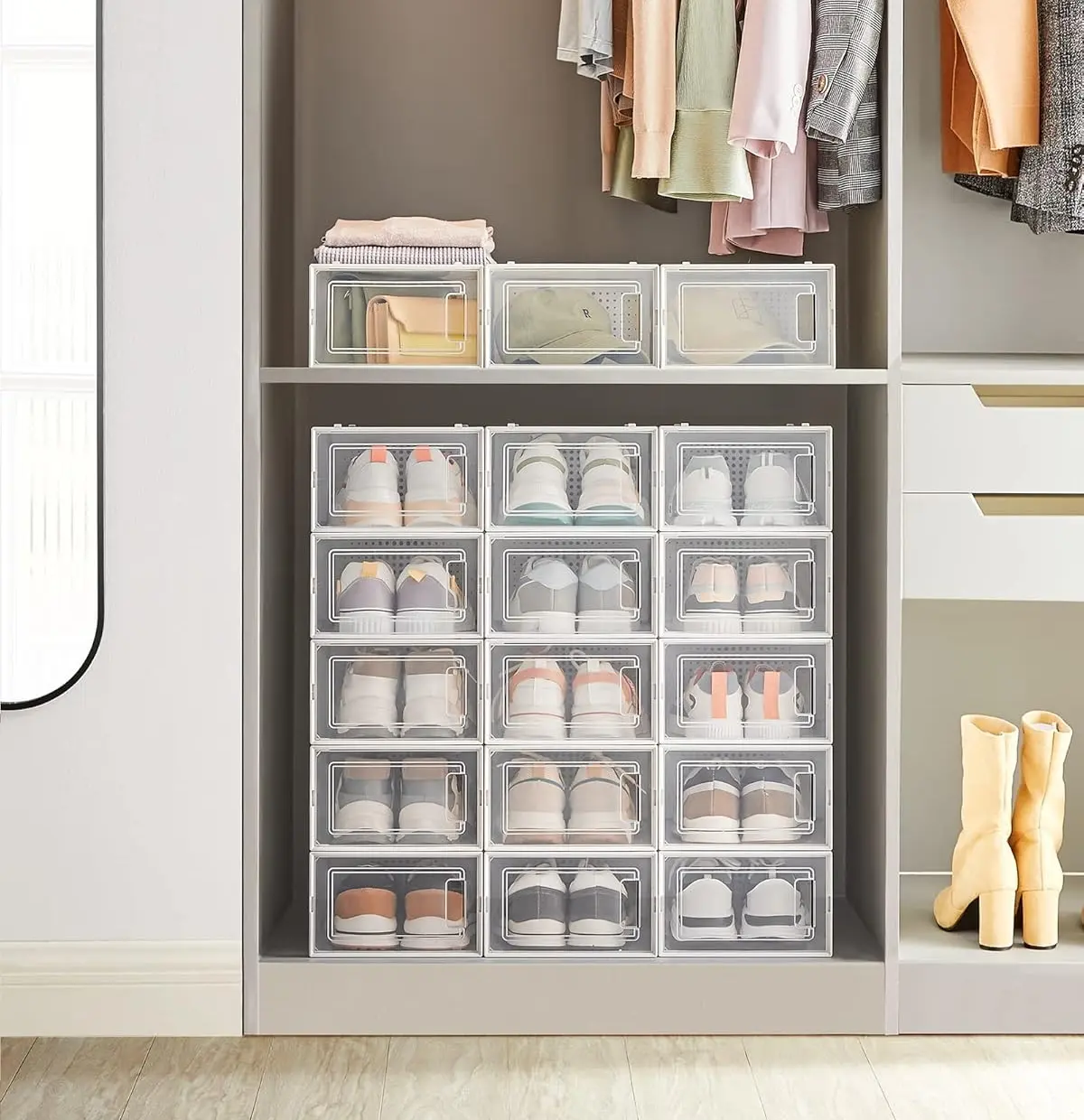 Стеллаж-органайзер для обуви Songmics LSP18SWT (White/Transparent) - 3